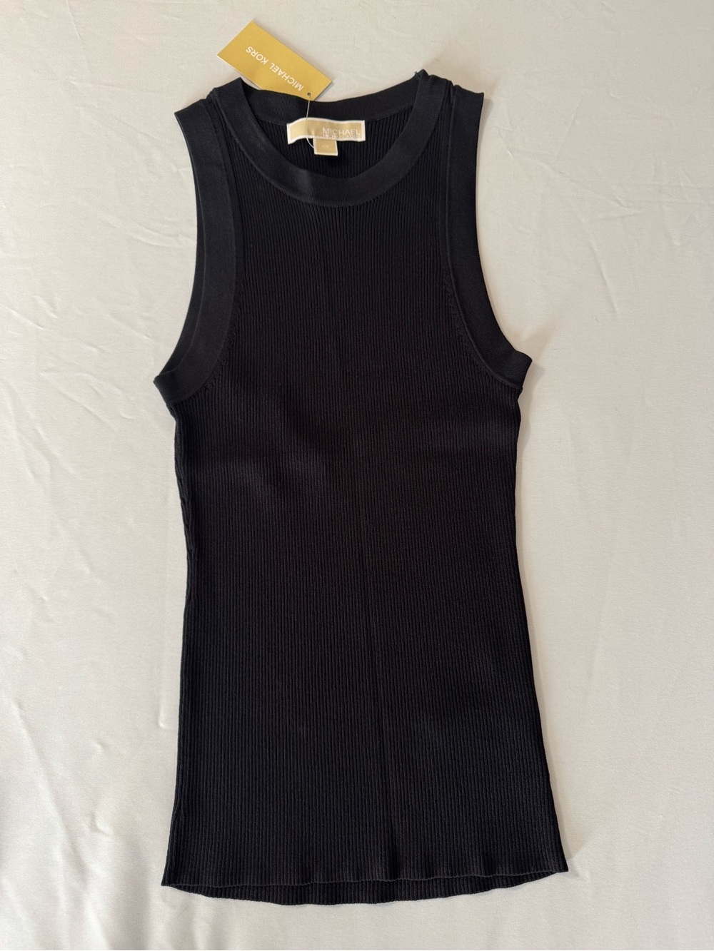Sleeveless Michael Kors Ribbed Tank Top - Black